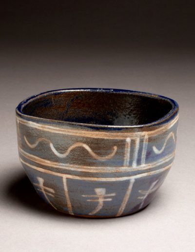 Stoneware bowl with dragonfly designs by Ray Garcia, clay and paint, 2010