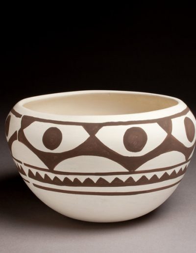 Black-on-white bowl by Ray Garcia, clay and paint, 2012
