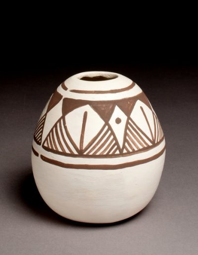 Black-on-white seed jar by Ray Garcia, clay and paint, 2011