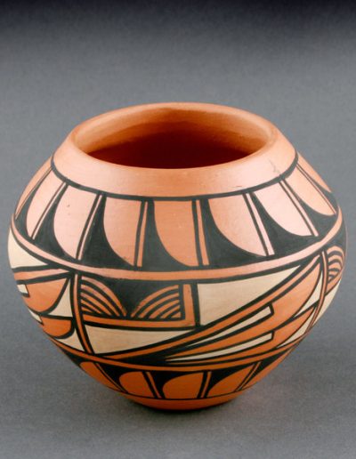 Polychrome jar by Geraldine Lovato, clay and paint, 2012