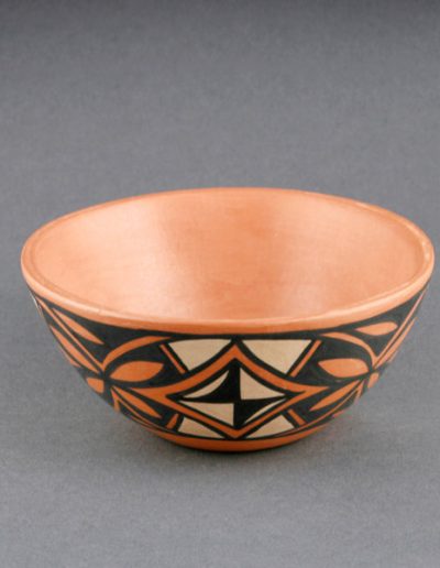 Polychrome bowl by Geraldine Lovato, clay and paint, 2012