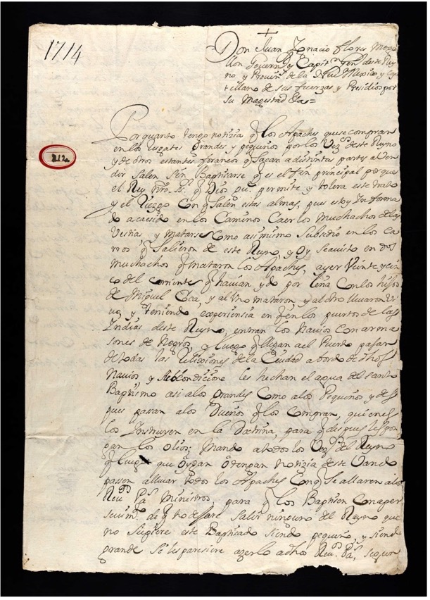 Bando ordering baptisms of “purchased Apaches,” 1714, Spanish Archives of New Mexico, II, #212. 