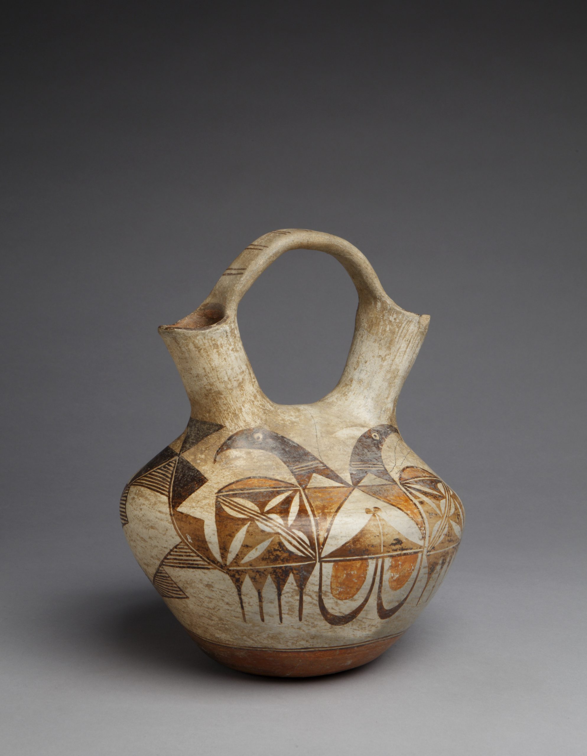 Wedding vase, Artist unknown (Acoma Pueblo), 1920-1930, clay, paints, 10 ½” x 8”. Cat. no. IAF.1057. Photo by Addison Doty.