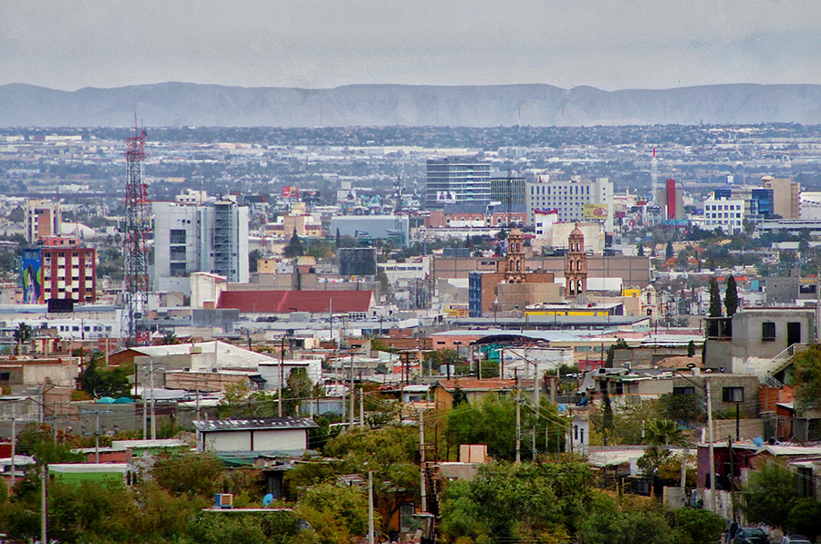 Ciudad Juárez skyline. Attribution: Alejandro Rosales, CC BY-SA 4.0 <https://creativecommons.org/licenses/by-sa/4.0>, via Wikimedia Commons